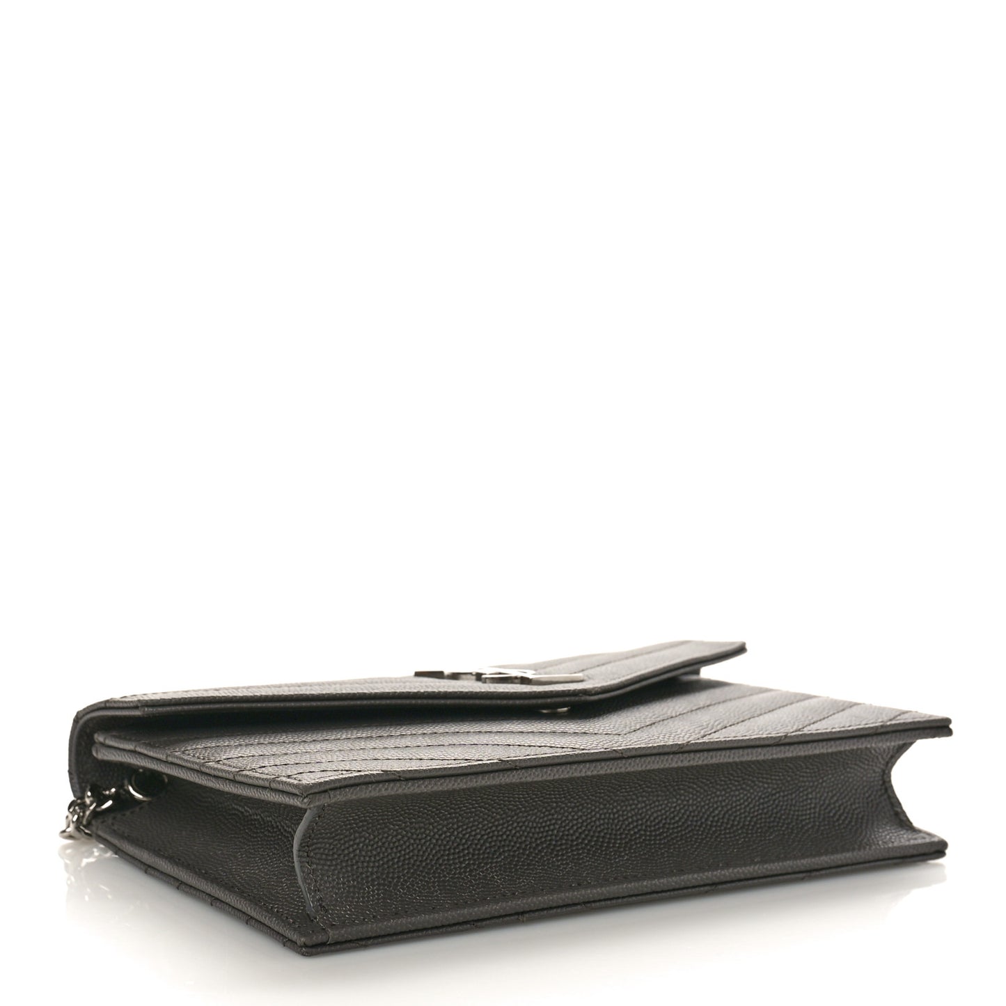 Grain De Poudre Matelasse Chevron Monogram Envelope Chain Wallet Coal