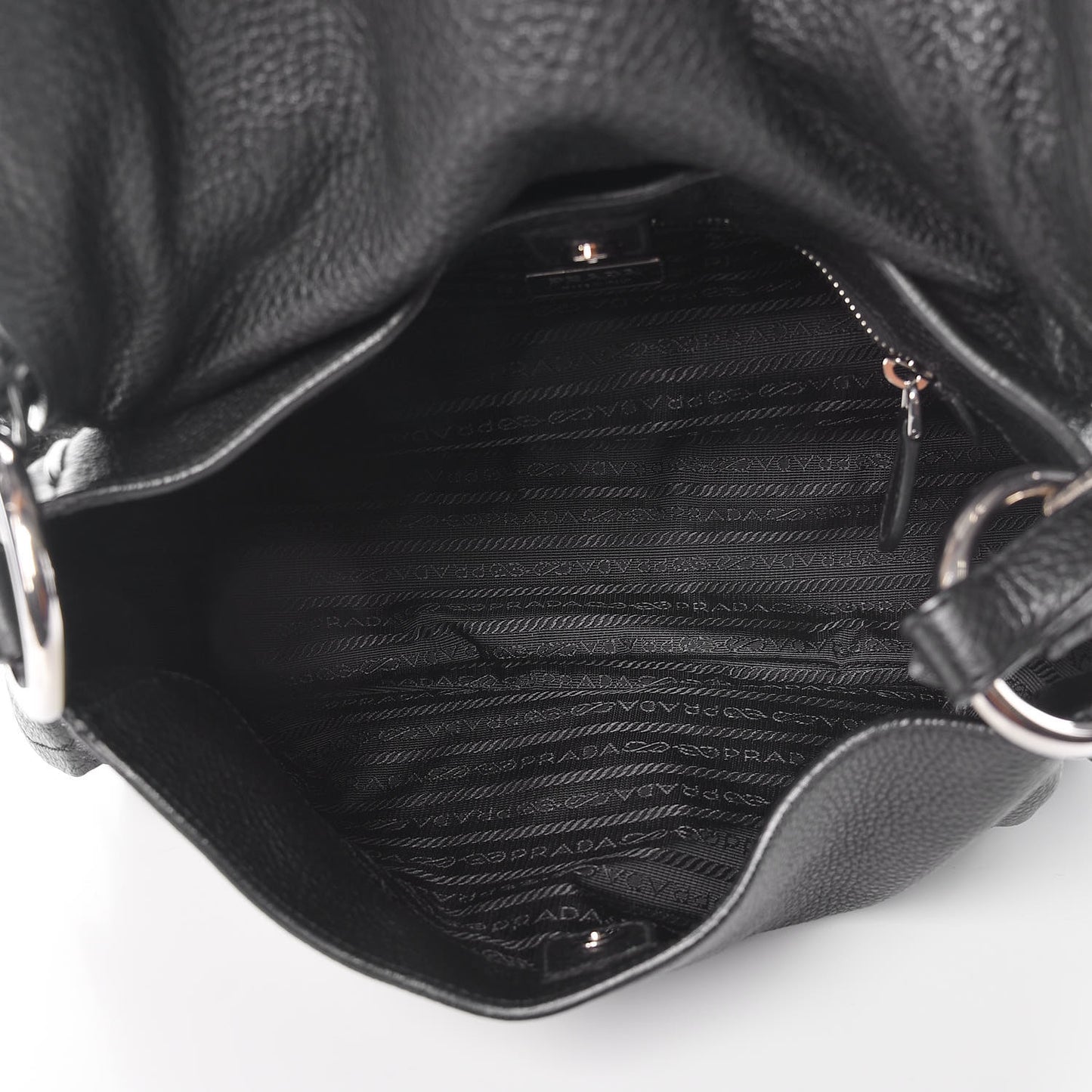Vitello Daino Shoulder Flap Bag Black