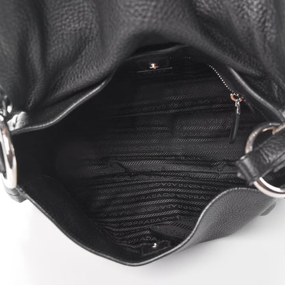 Prada Vitello Daino Shoulder Flap Bag Black 5 of 10