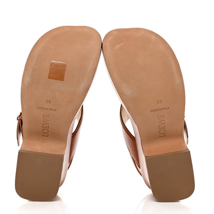 Loewe Calfskin Medallion Buckle Ease 90mm Flatform Sandal 36 Mahogany 5 of 9