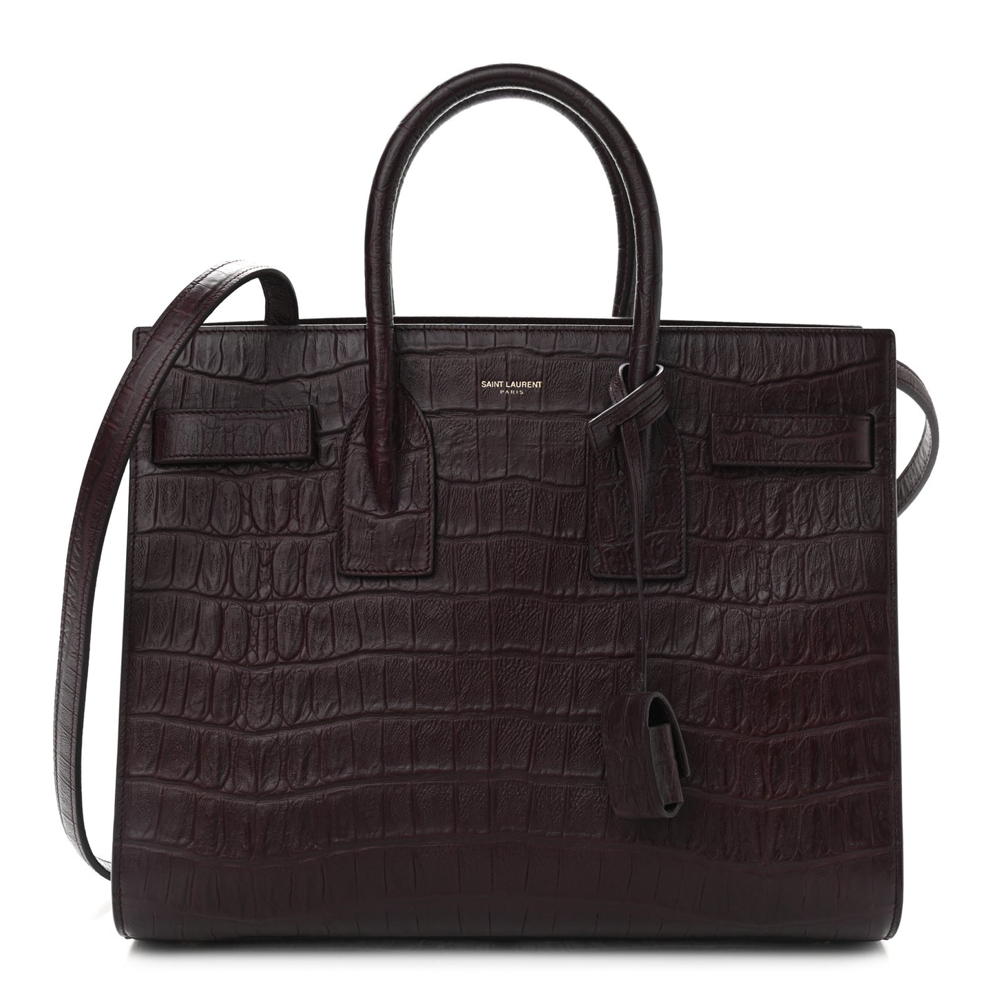 Calfskin Crocodile Embossed Small Sac de Jour Rouge Legion
