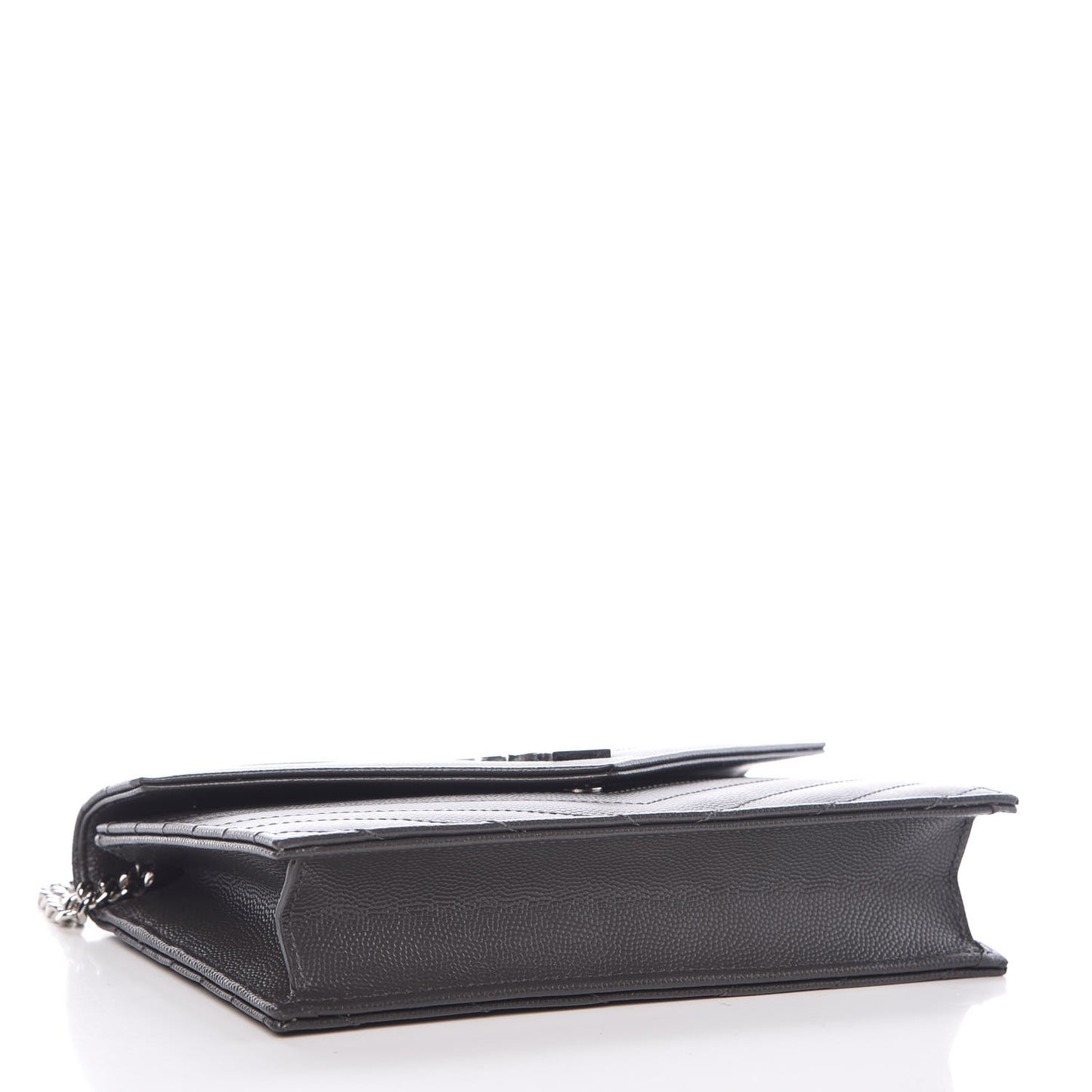 Grain De Poudre Matelasse Chevron Monogram Envelope Chain Wallet Coal