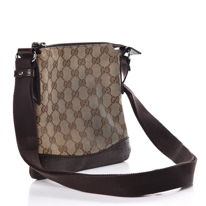 Gucci Monogram Calfskin Perforated Small Flat Messenger Bag Dark Brown 3 of 10