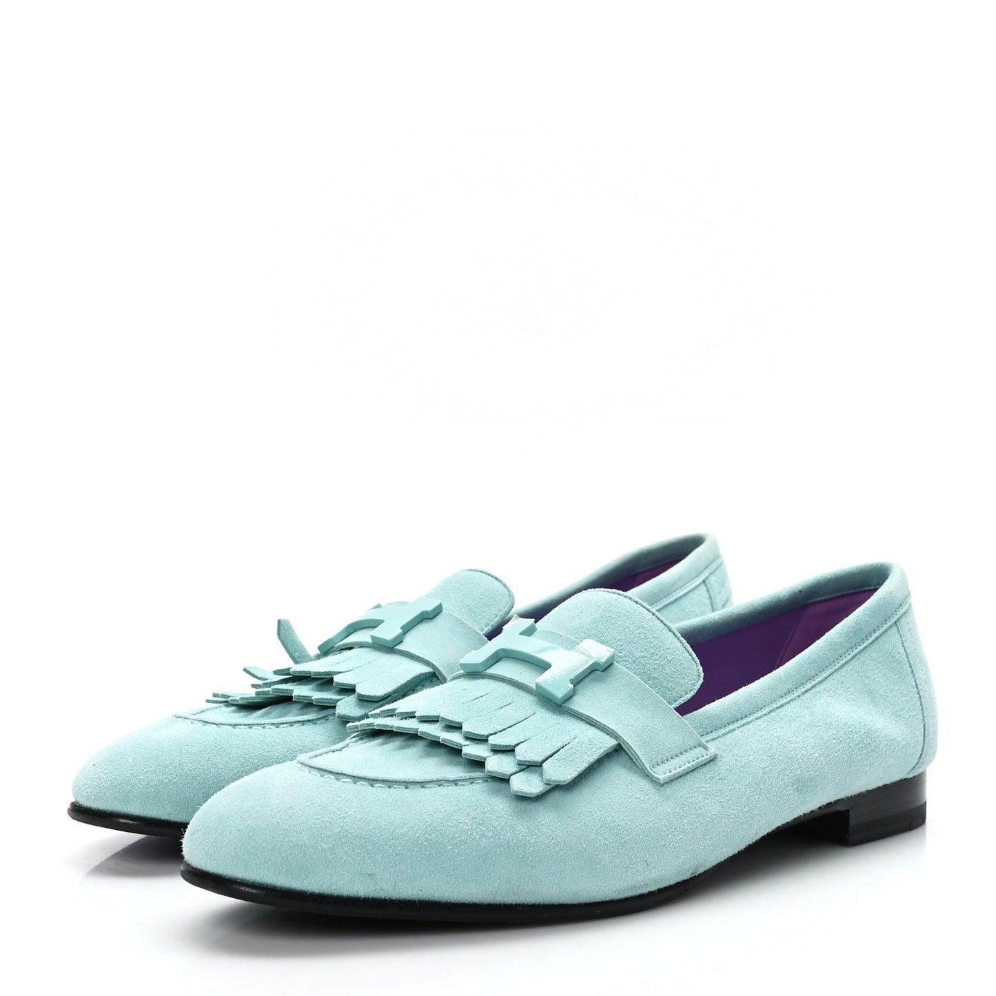 Suede Goatskin Womens Royal Loafers 39.5 Vert Ebrun