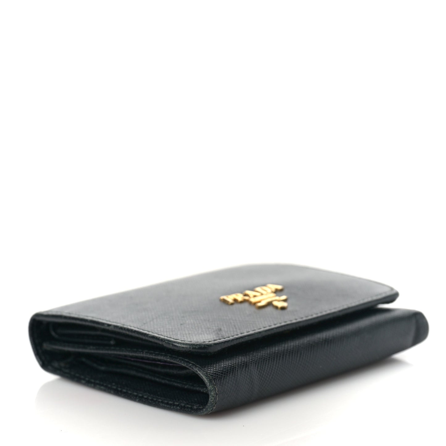 Saffiano Metal Tri-Fold Wallet Black