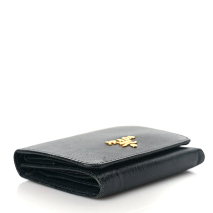 Prada Saffiano Metal Tri-Fold Wallet Black 4 of 8