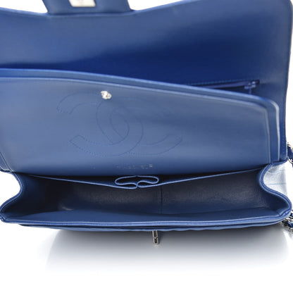 Chanel Caviar Chevron Quilted Jumbo Double Flap Blue 6 of 12