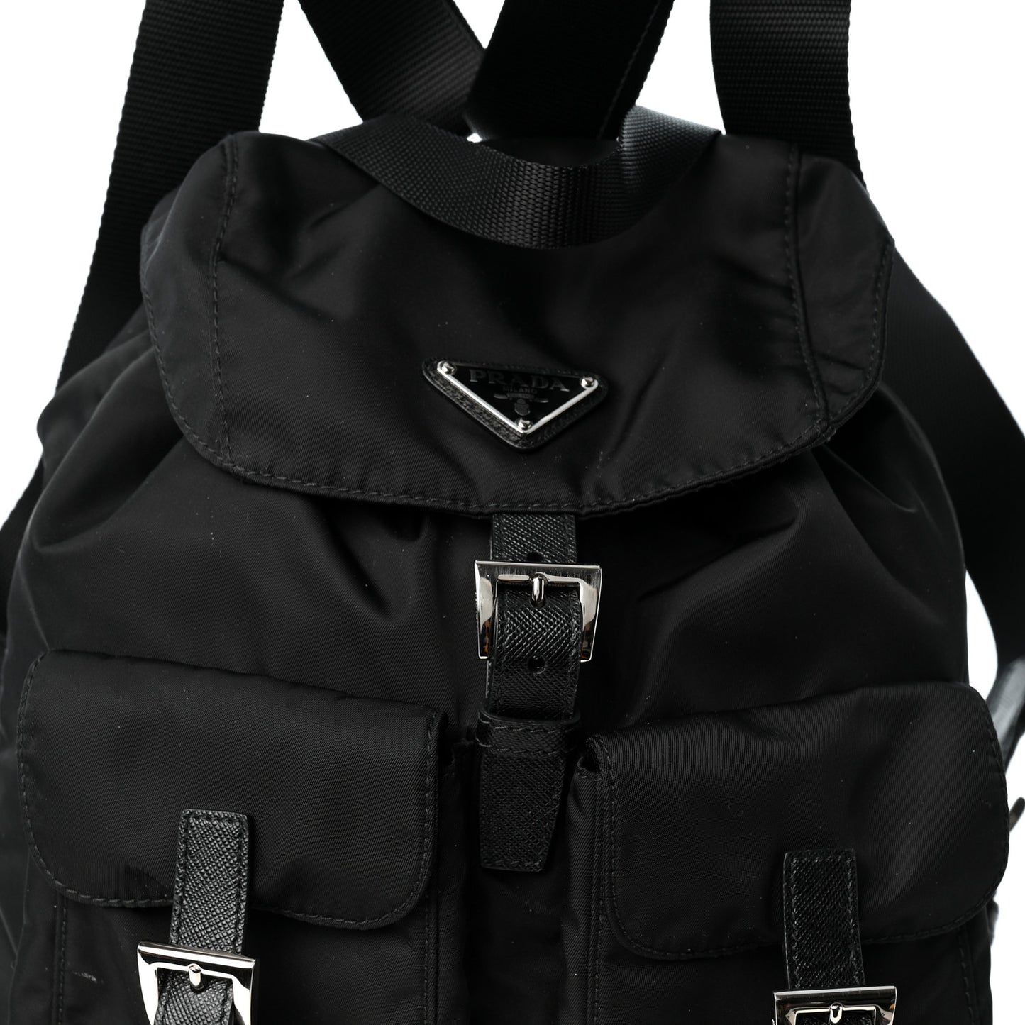 Re-Nylon Vela Saffiano Small Backpack Black