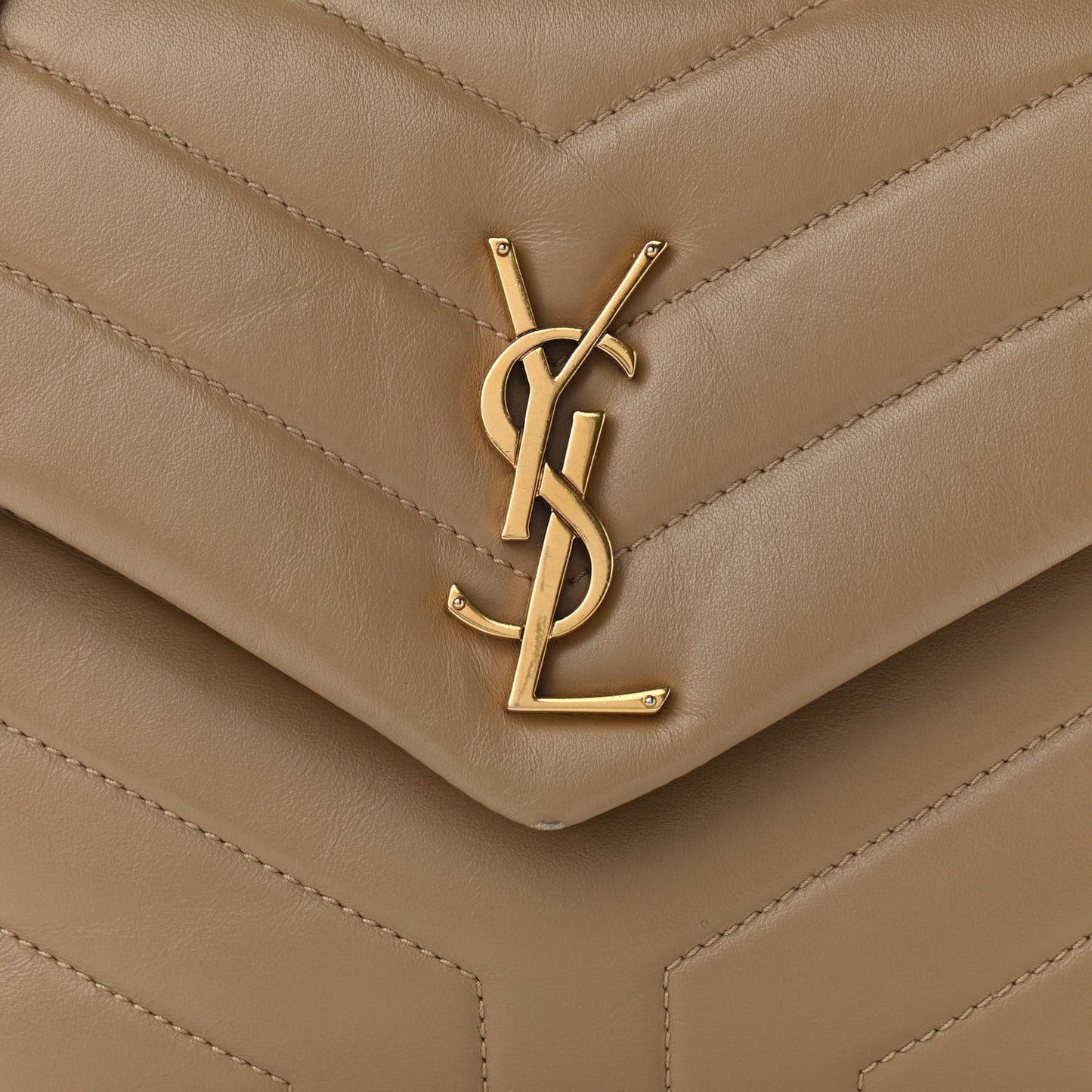 Calfskin Y Quilted Monogram Small Loulou Chain Satchel Dark Beige