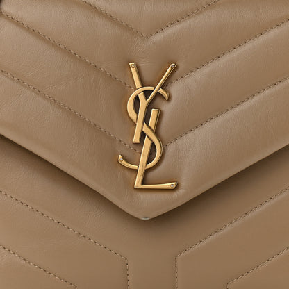 Saint Laurent Calfskin Y Quilted Monogram Small Loulou Chain Satchel Dark Beige 7 of 11