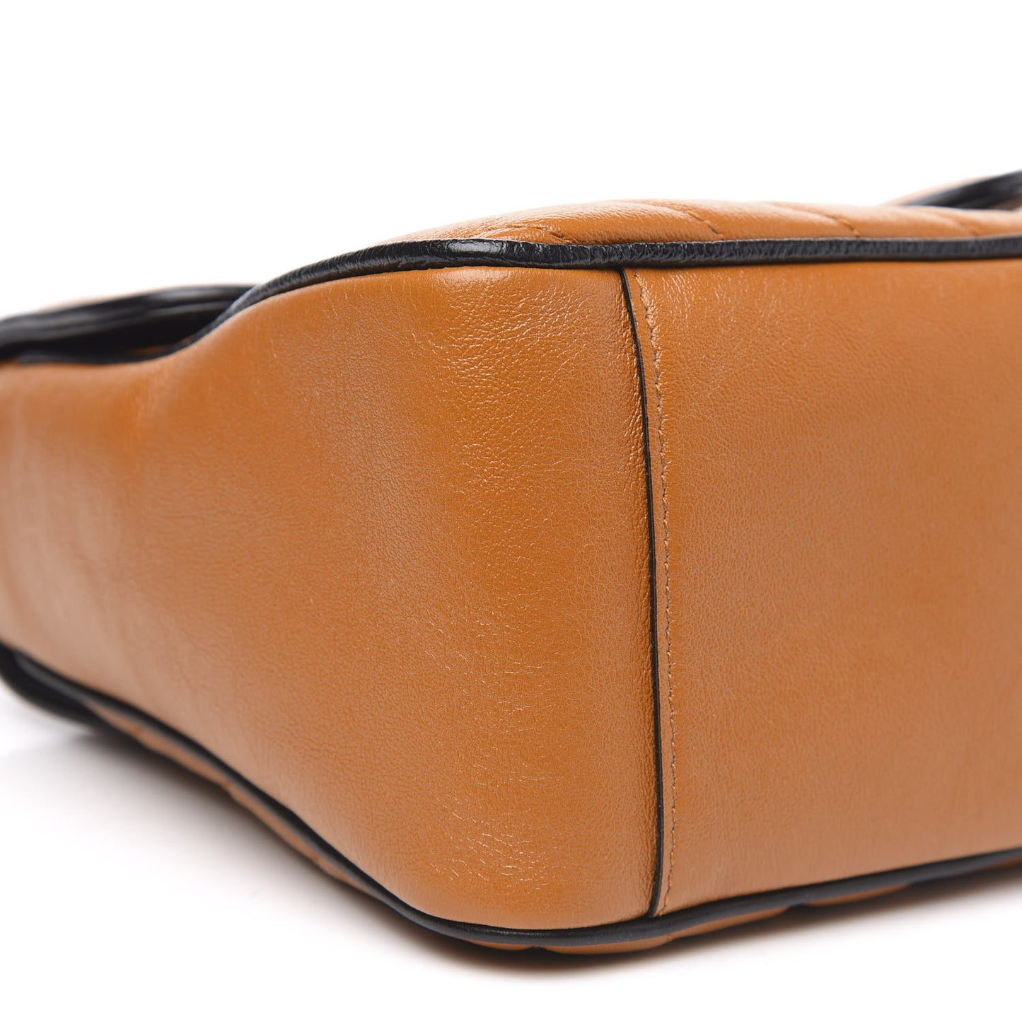 Azalea Calfskin Matelasse Diagonal Small Torchon GG Marmont Top Handle Shoulder Bag Cognac Black