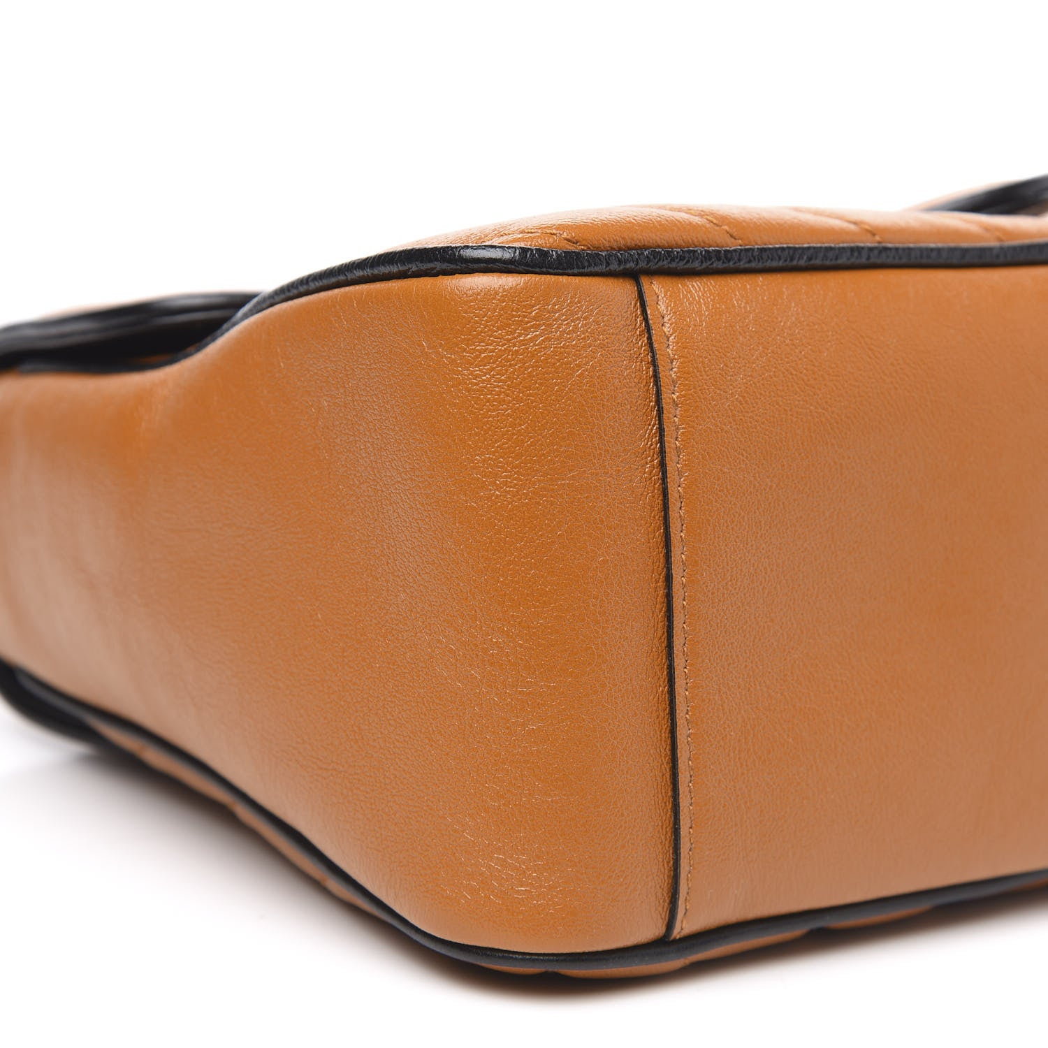 Gucci Azalea Calfskin Matelasse Diagonal Small Torchon GG Marmont Top Handle Shoulder Bag Cognac Black 8 of 10