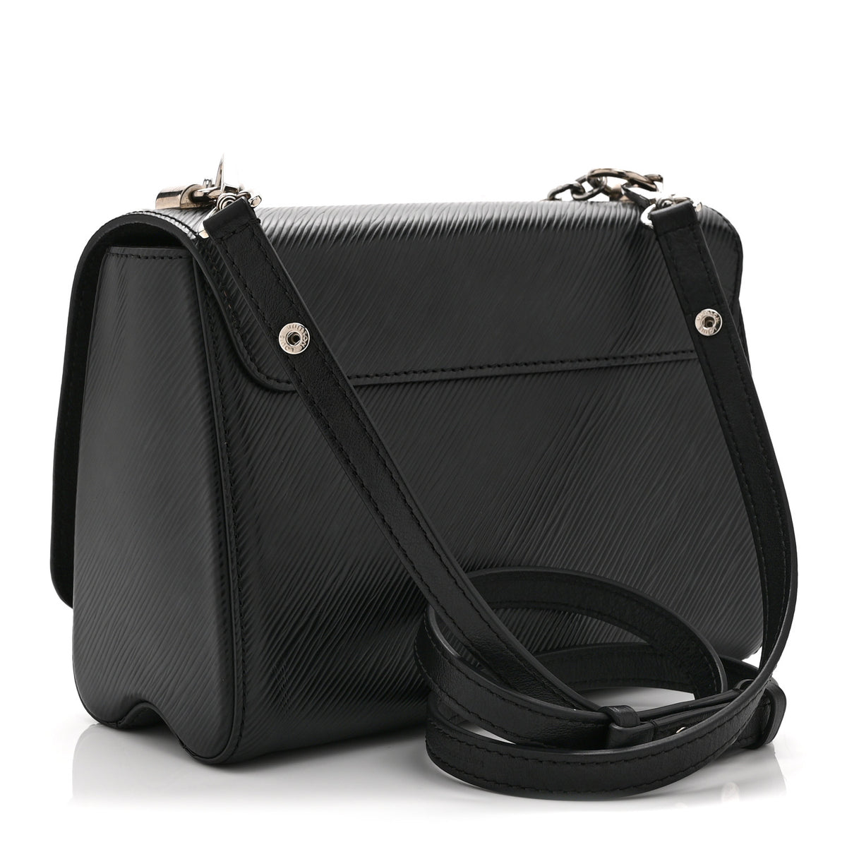 Epi Whipstitch Heart Twist Shoulder Bag MM Black