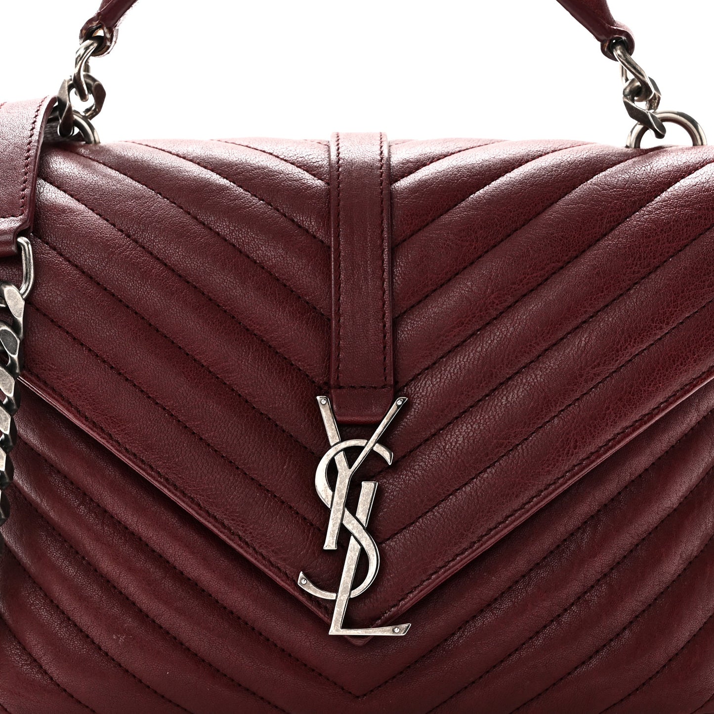 Sheepskin Matelasse Chevron Monogram Medium College Bag Rouge Legion