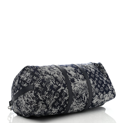 Louis Vuitton Monogram Tapestry Keepall Bandouliere 50 Bleu 3 of 8