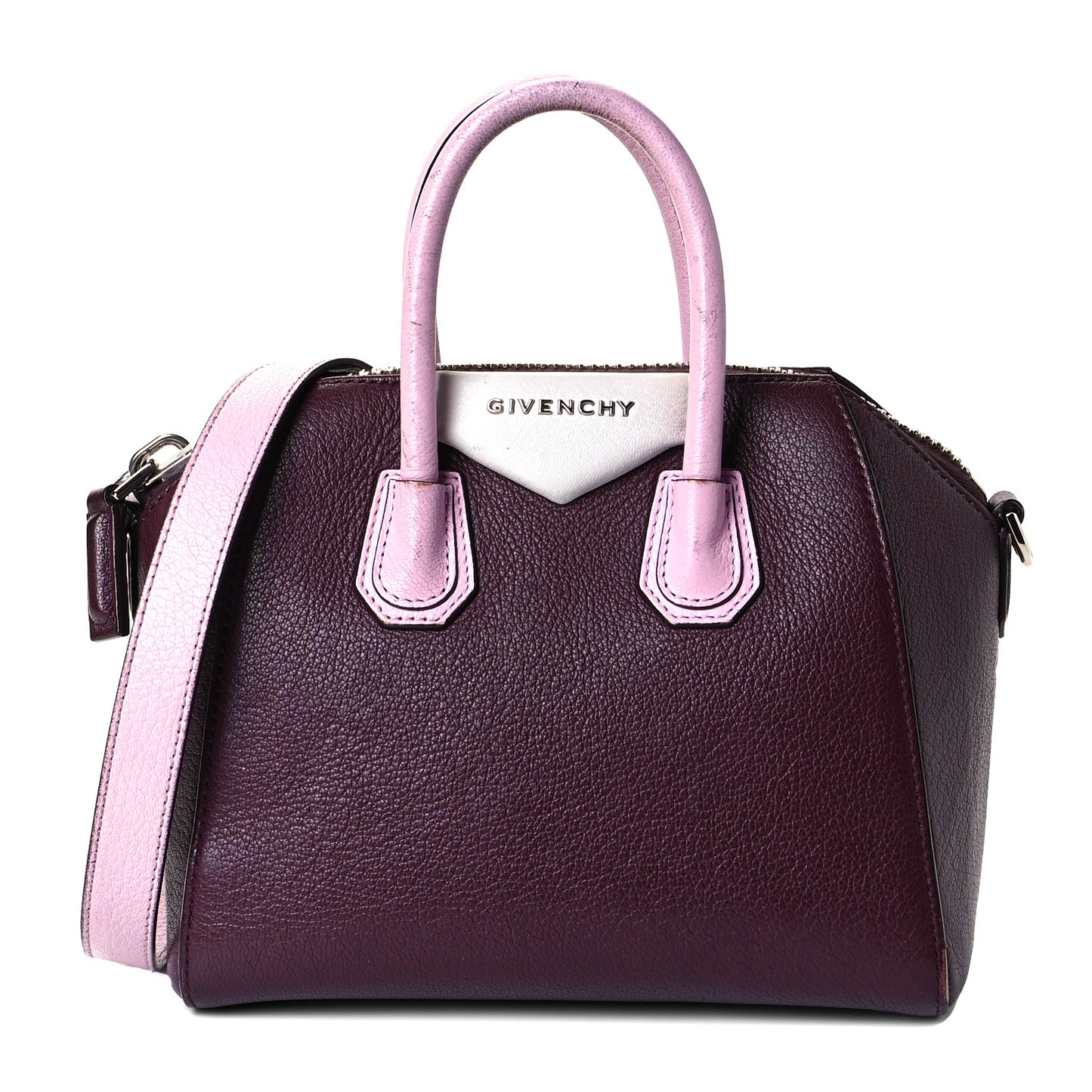 Sugar Goatskin Mini Tri-Color Antigona Burgundy Pink White