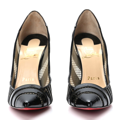 Christian Louboutin Patent Calfskin Mesh Bandy 100 Pumps 36 Leopard 2 of 8