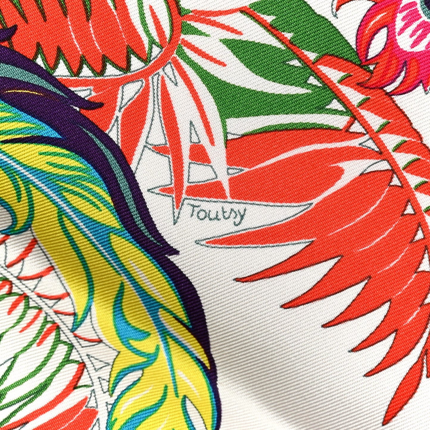 Silk Mythiques Phoenix Coloriage Scarf 90 Blanc Vert Rouge