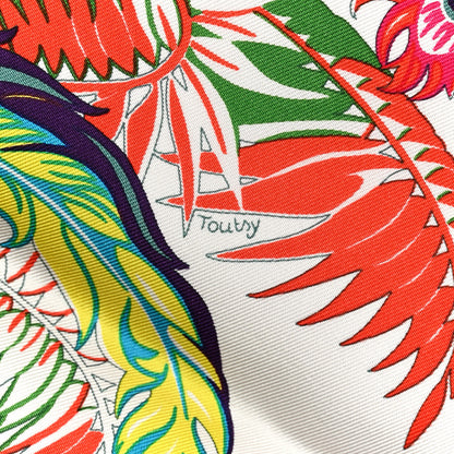 Hermes Silk Mythiques Phoenix Coloriage Scarf 90 Blanc Vert Rouge 5 of 5