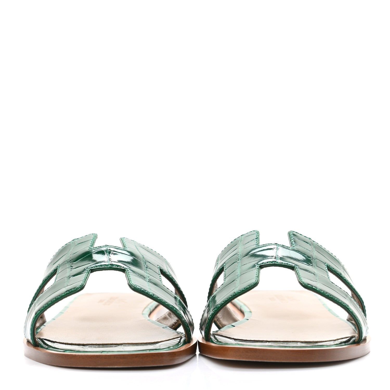 Hermes Shiny Alligator Oran Sandals 36 Emeraude 2 of 9
