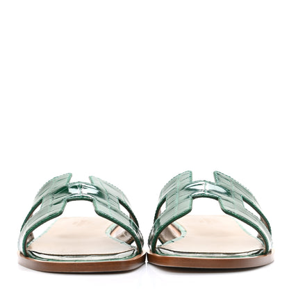 Hermes Shiny Alligator Oran Sandals 36 Emeraude 2 of 9