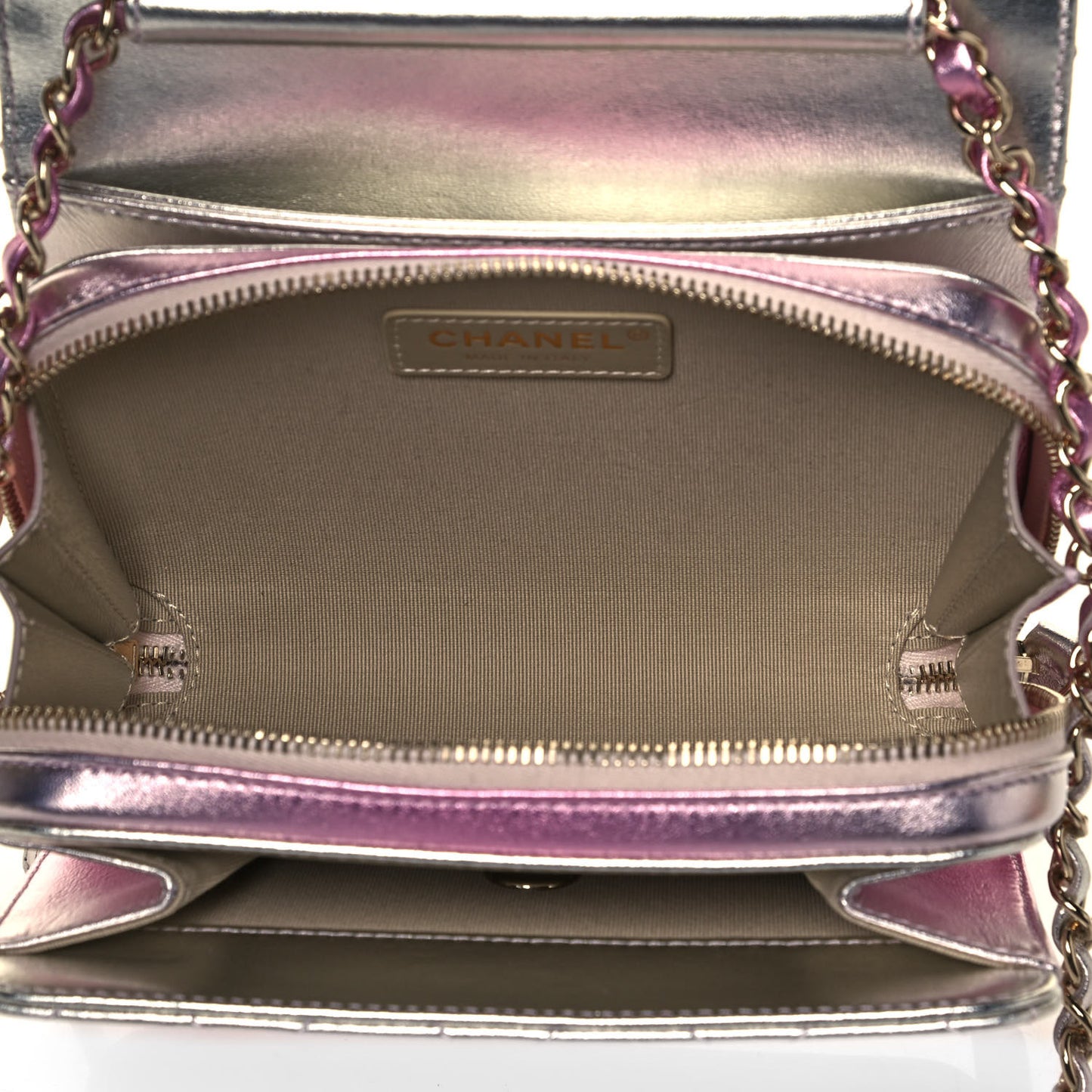 Metallic Lambskin Like A Wallet Flap Golden Pink
