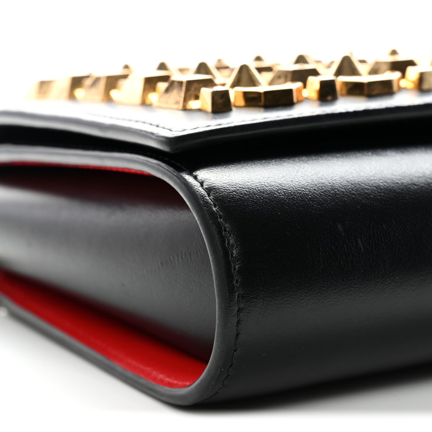 Calfskin Spikes Empire Paloma Clutch Black