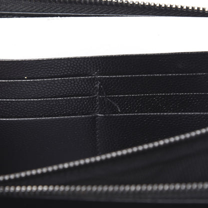 Saint Laurent Grain De Poudre Matelasse Chevron Monogram Zip Around Wallet Black 7 of 10