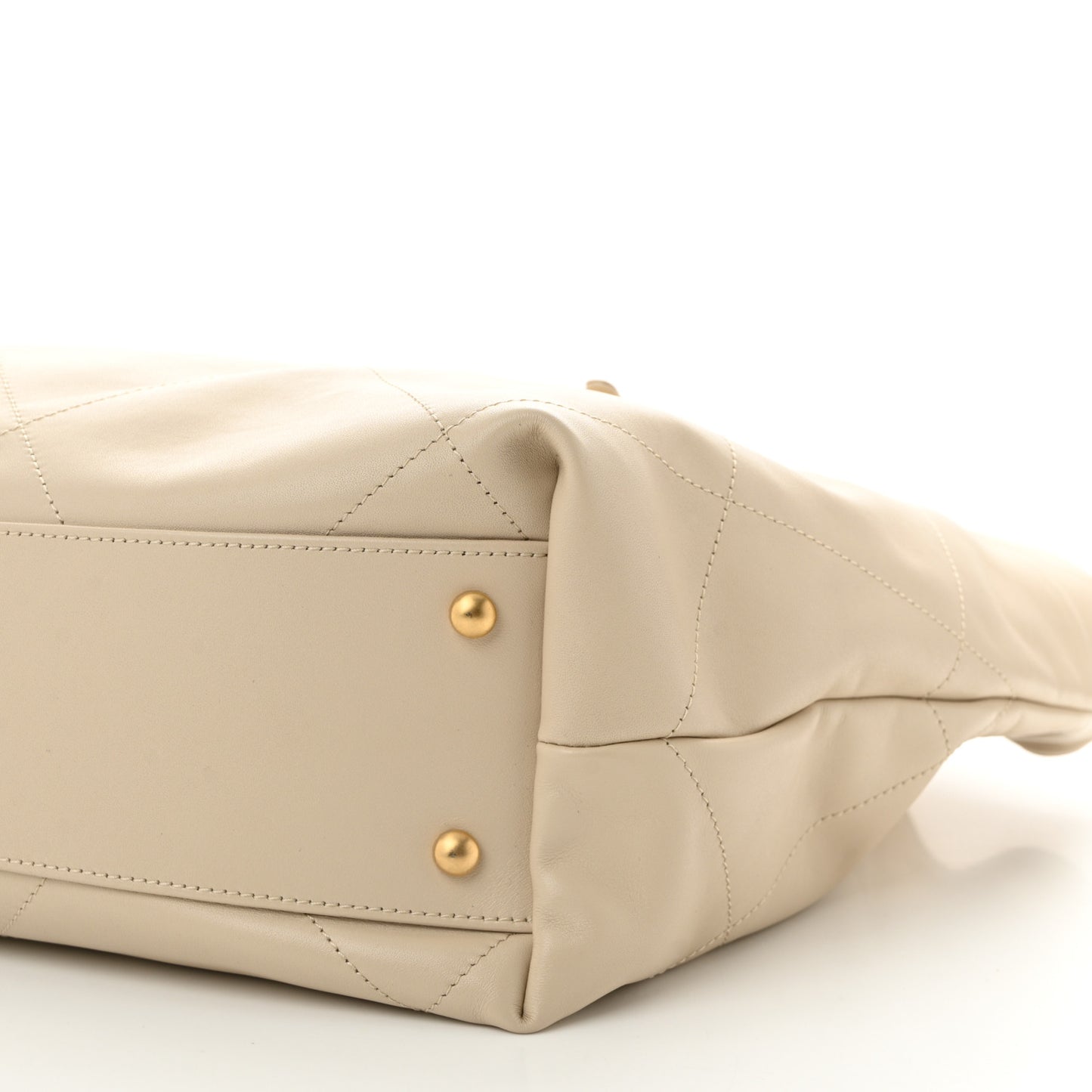 Calfskin Quilted Maxi Shopping Bag Beige