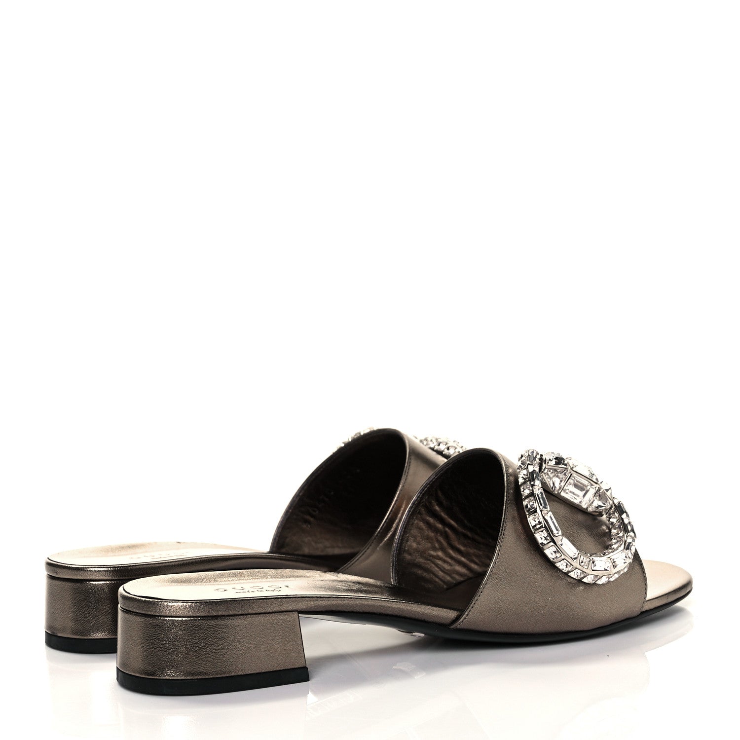 Gucci Metallic Nappa Crystal Maxine Horsebit Slide Sandals 40.5 Bronze 4 of 9