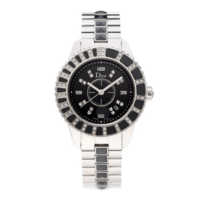 Christian Dior Stainless Steel Diamond Sapphire 33mm Christal Quartz Watch Black 1 of 5