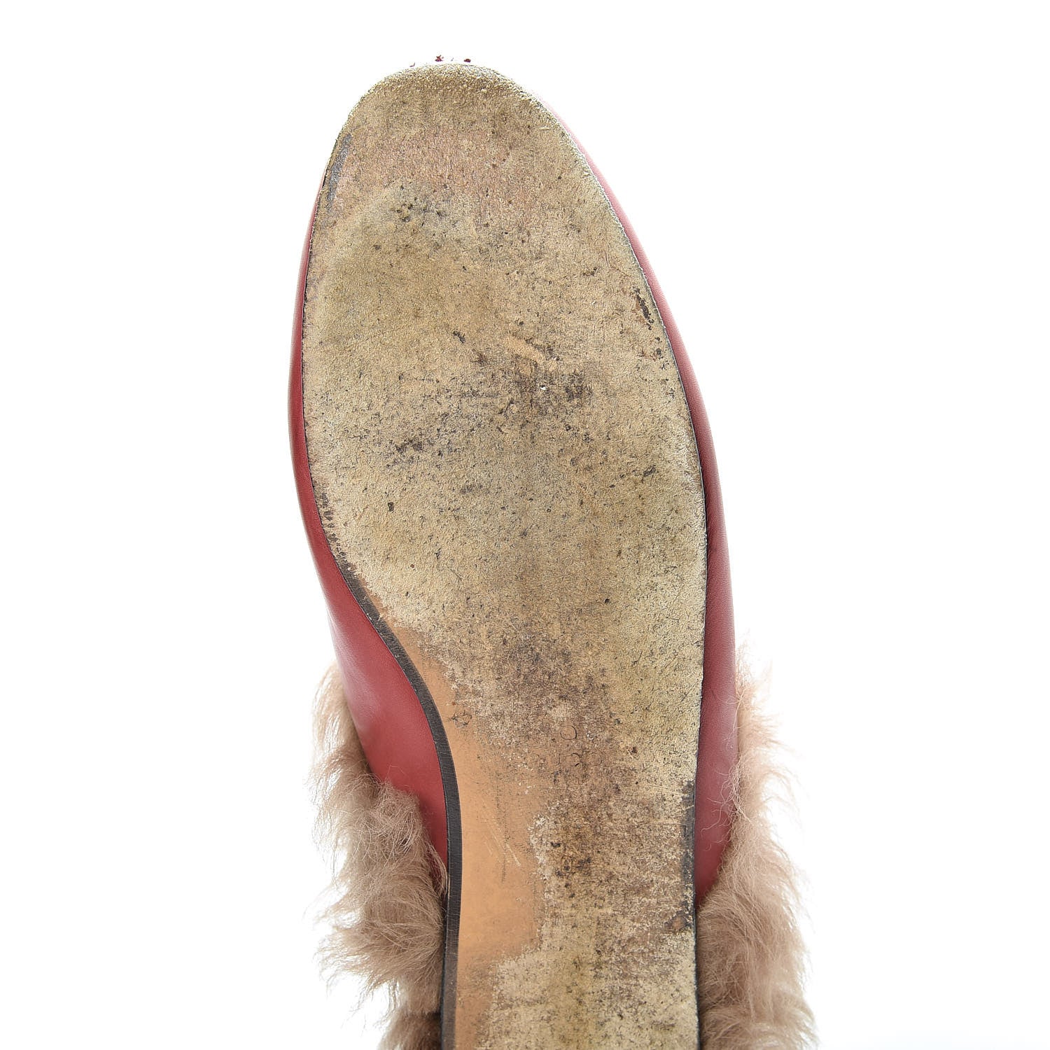 Gucci Betis Glamour Calfskin Fur Womens Princetown Slippers 40.5 Hibiscus Red Naturale 13 of 20