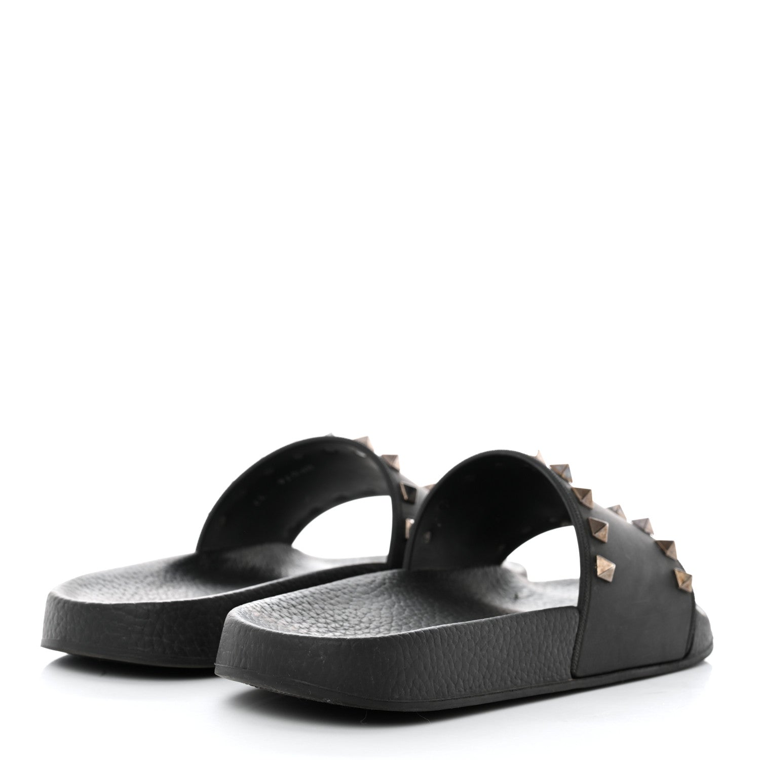 Valentino Garavani Rubber Rockstud Slide Sandals 37 Black 4 of 8