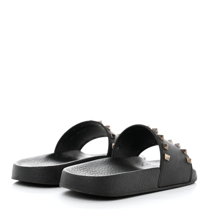 Valentino Garavani Rubber Rockstud Slide Sandals 37 Black 4 of 8
