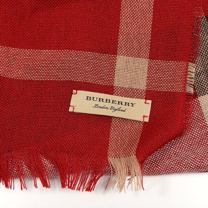 Burberry Wool Cashmere Tonal Check Lightweight Scarf Parade Red 4 of 4