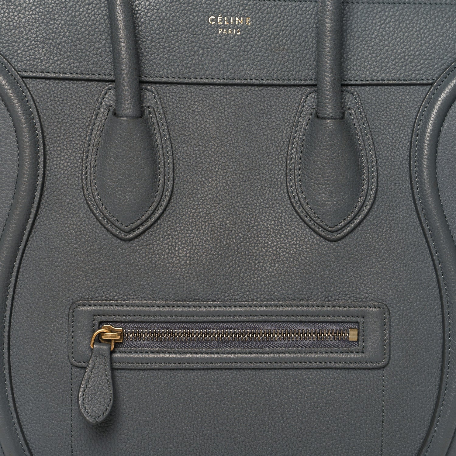 Celine Drummed Calfskin Mini Luggage Kohl 8 of 14