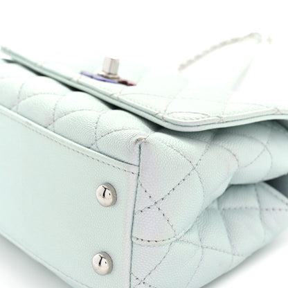 Chanel Iridescent Caviar Quilted Extra Mini Coco Handle Flap Light Blue 11 of 11