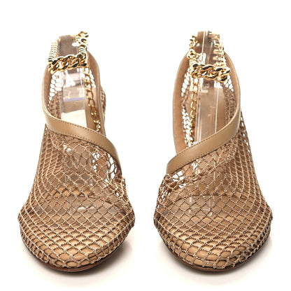 Bottega Veneta Mesh Calfskin Chain Stretch Pumps 36 Beige 2 of 7