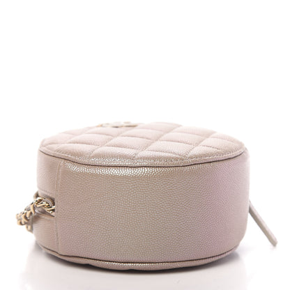 Chanel Iridescent Caviar Quilted Round Clutch With Chain Beige 4 of 11