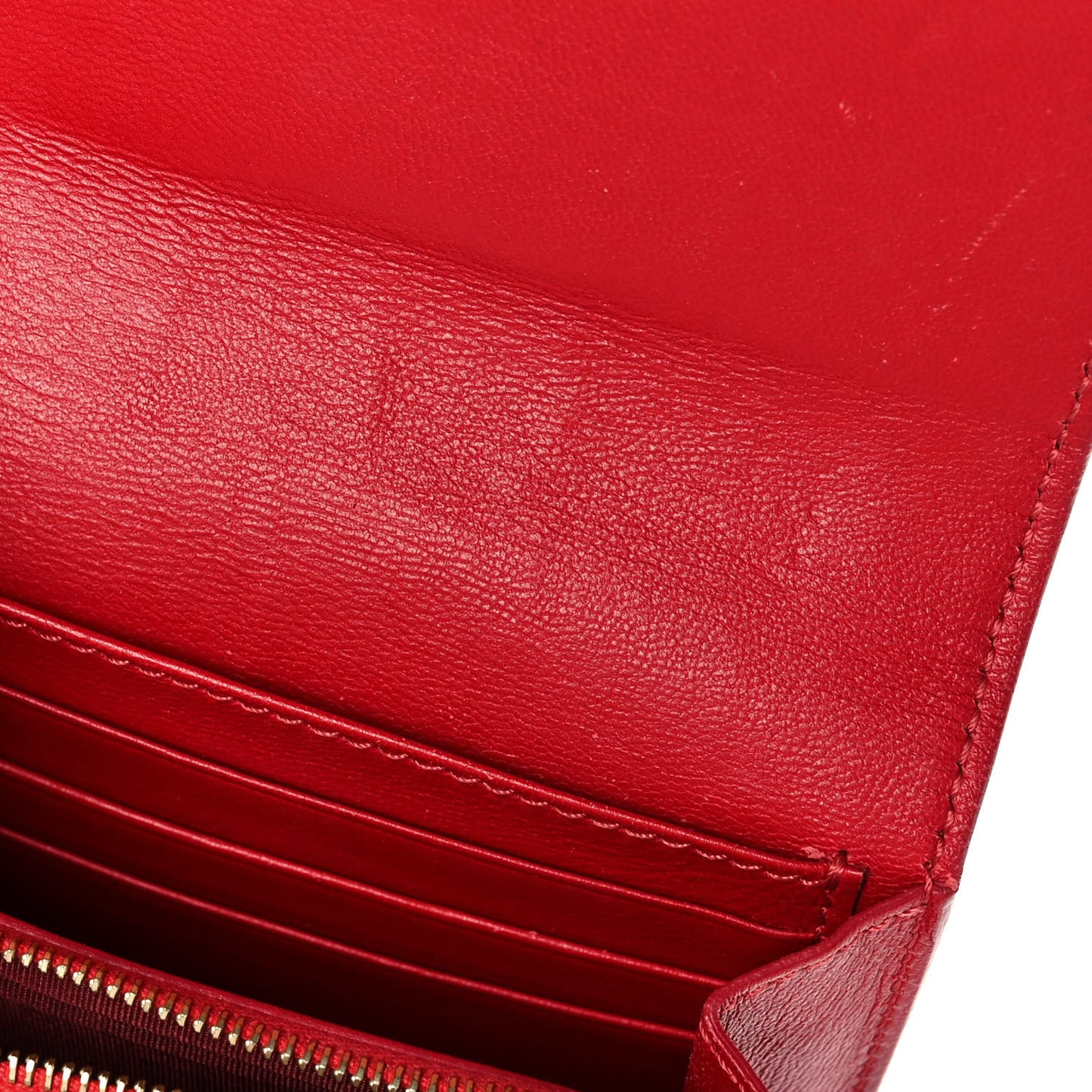Lambskin Small Flap Wallet Red