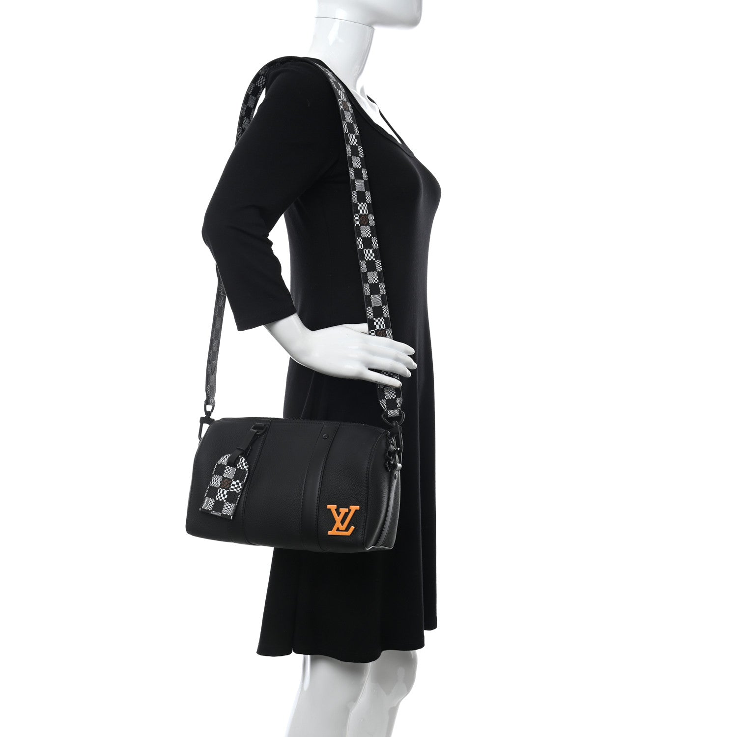 Louis Vuitton Calfskin Damier Distorted City Keepall Black 2 of 10