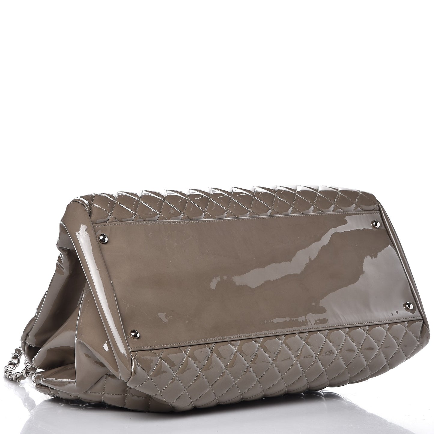 Patent Quilted Maxi Just Mademoiselle Bowling Bag Grey