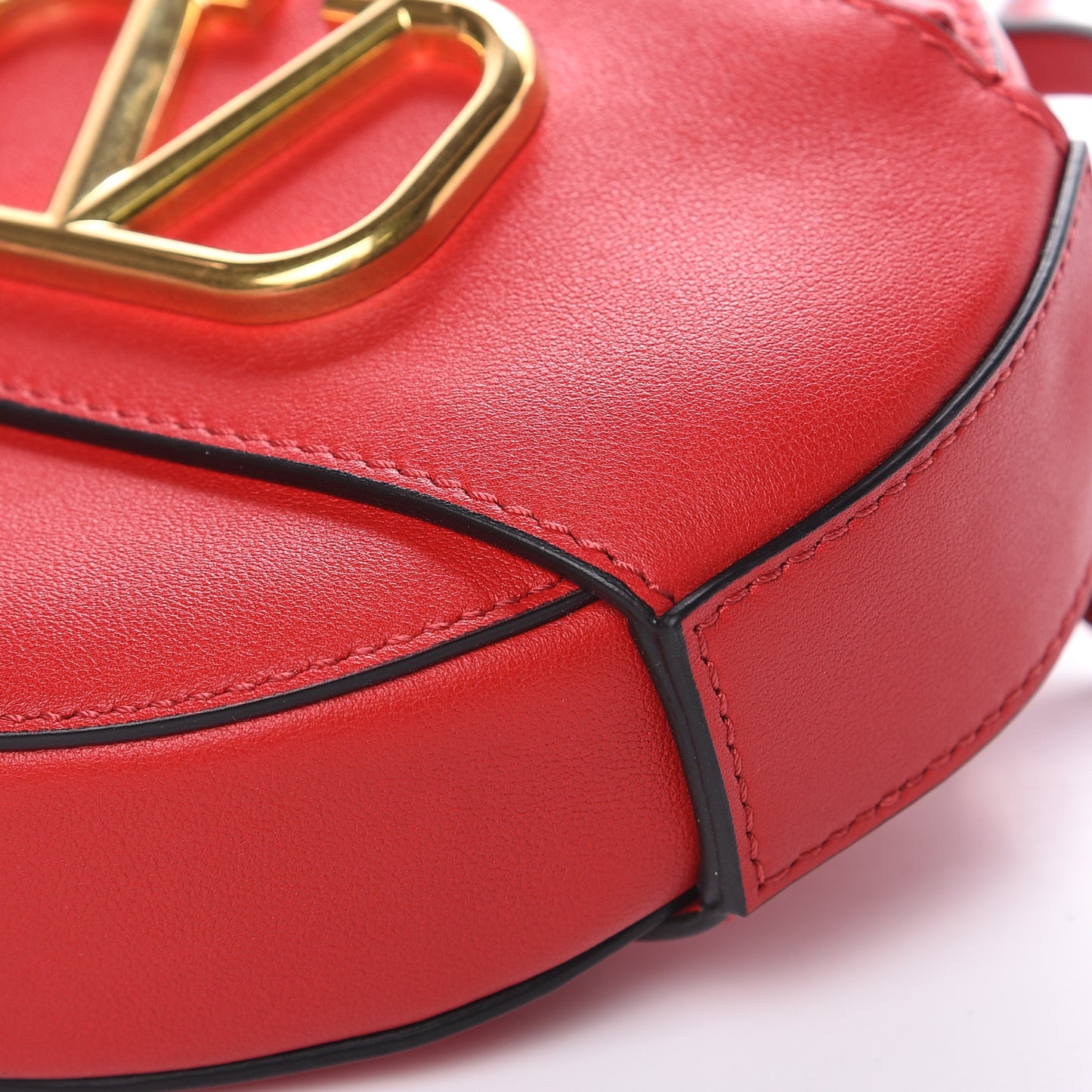 Calfskin VLogo Round Crossbody Bag Rouge Pur