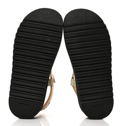 Chanel Lambskin Logo Platform Sandals 36.5 Beige Gold White 5 of 8
