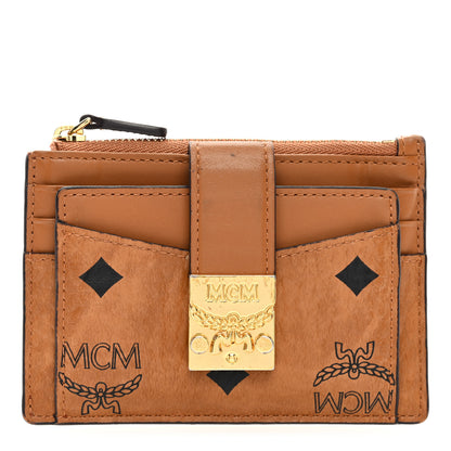 MCM Calfskin Visetos Patricia Mini Card Holder Cognac 1 of 7