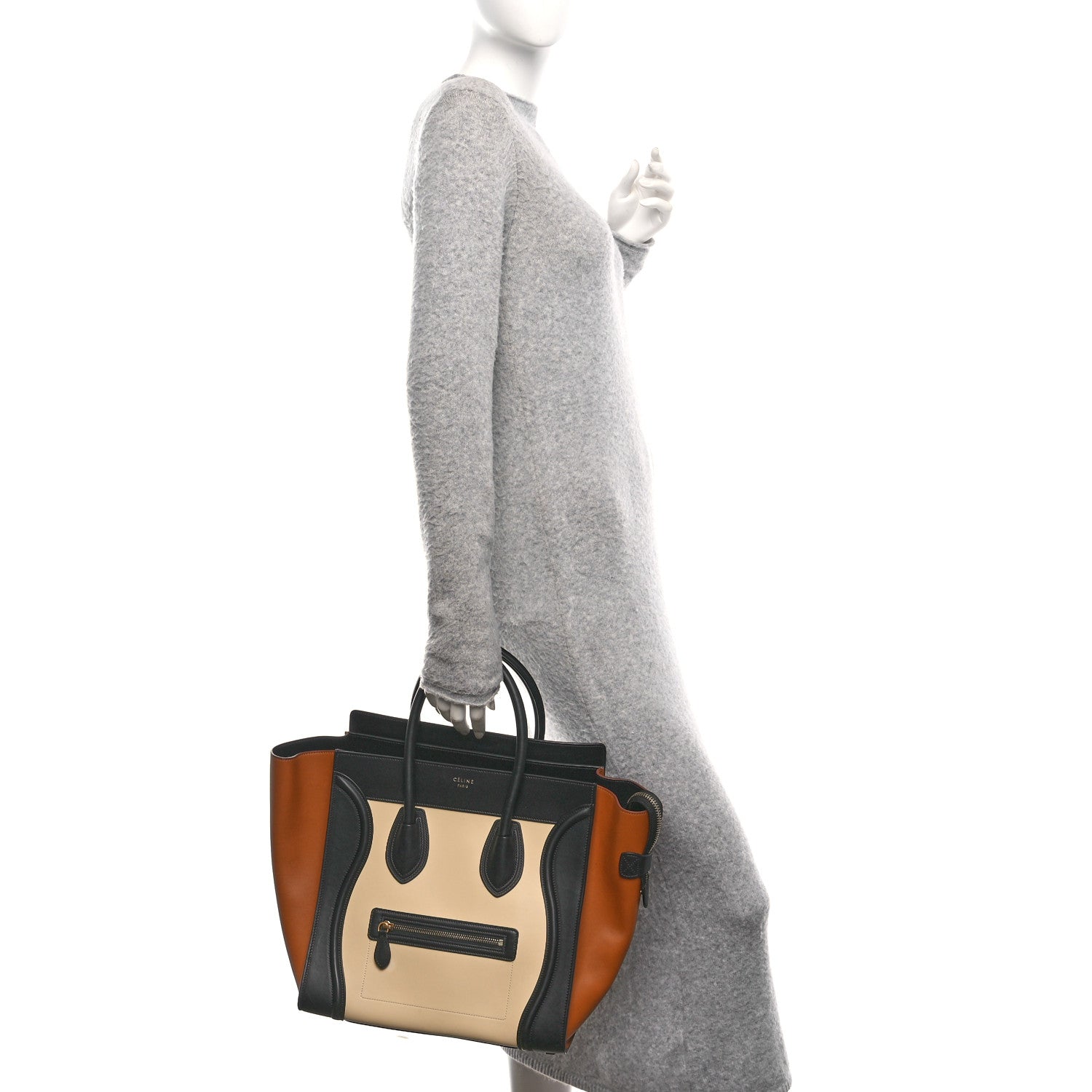 Celine Satin Calfskin Mini Tri-Color Luggage Seashell 2 of 10