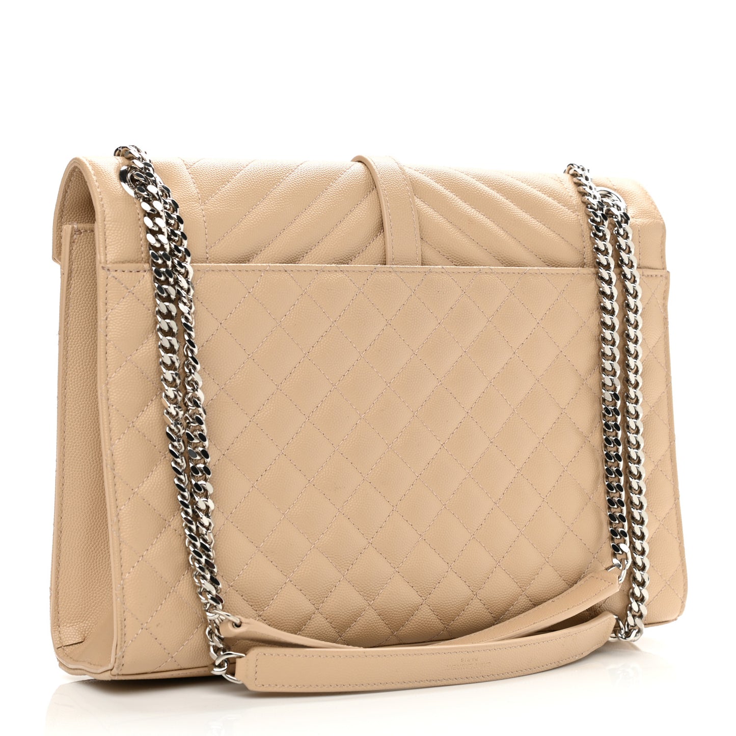 Grain De Poudre Matelasse Chevron Large Monogram Satchel Nude Powder