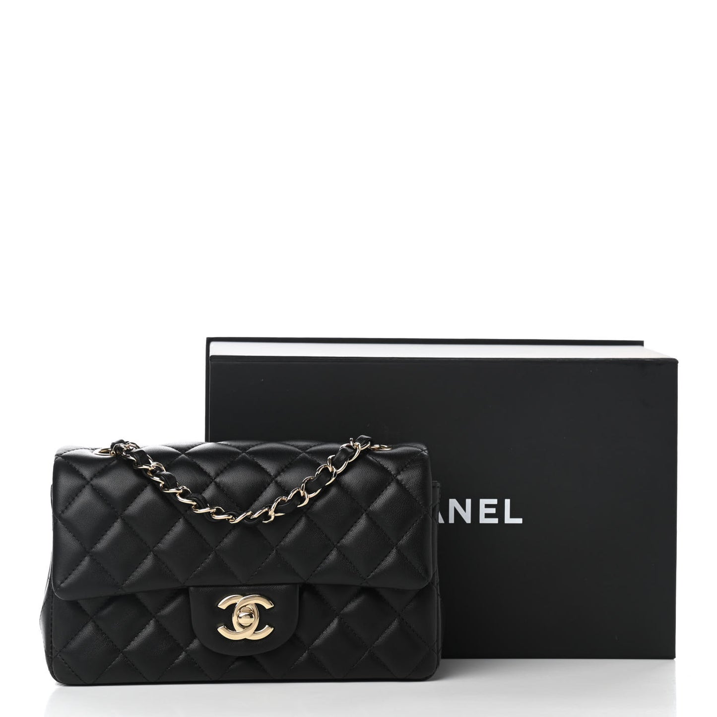 Lambskin Quilted Mini Rectangular Flap Black