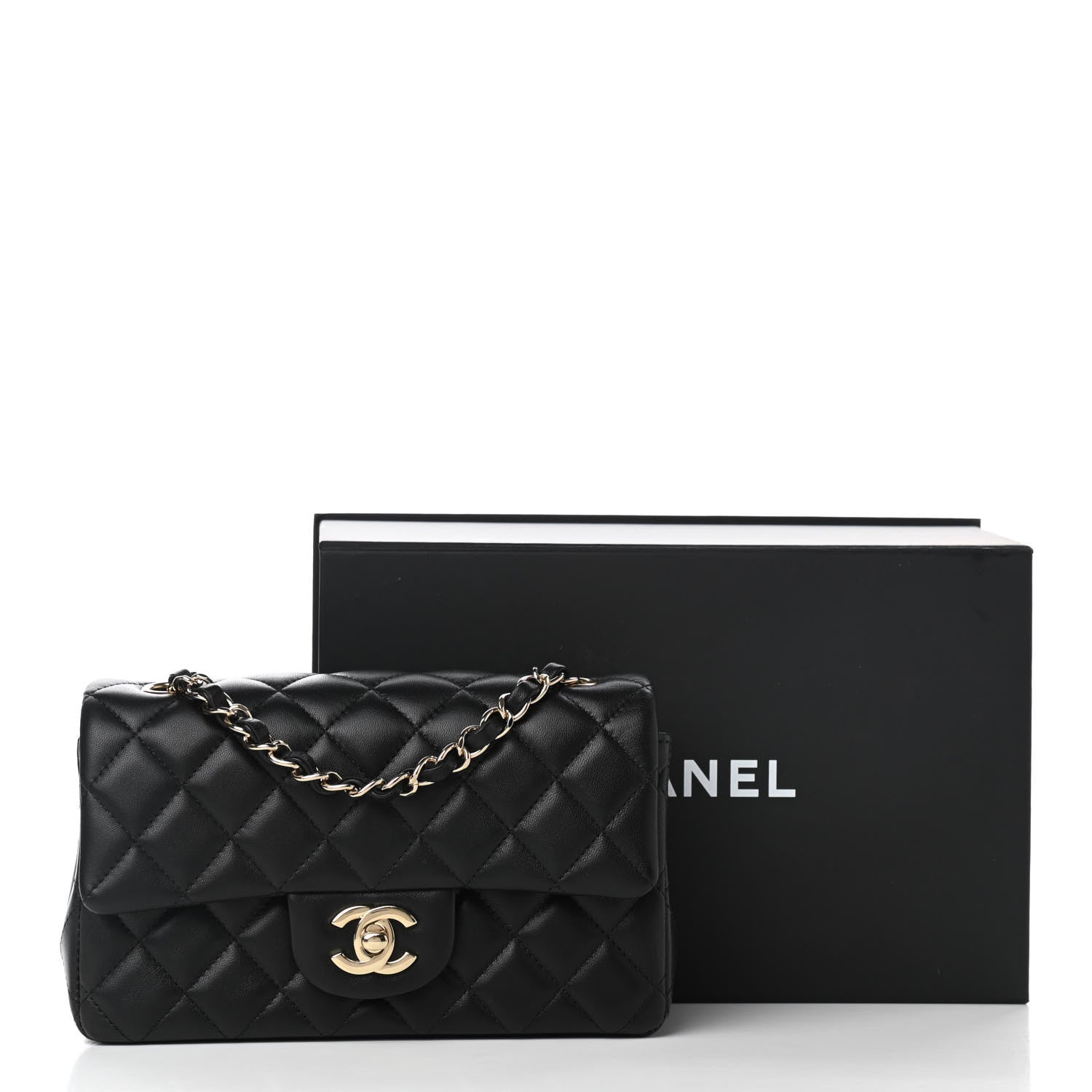 Chanel Lambskin Quilted Mini Rectangular Flap Black 12 of 12