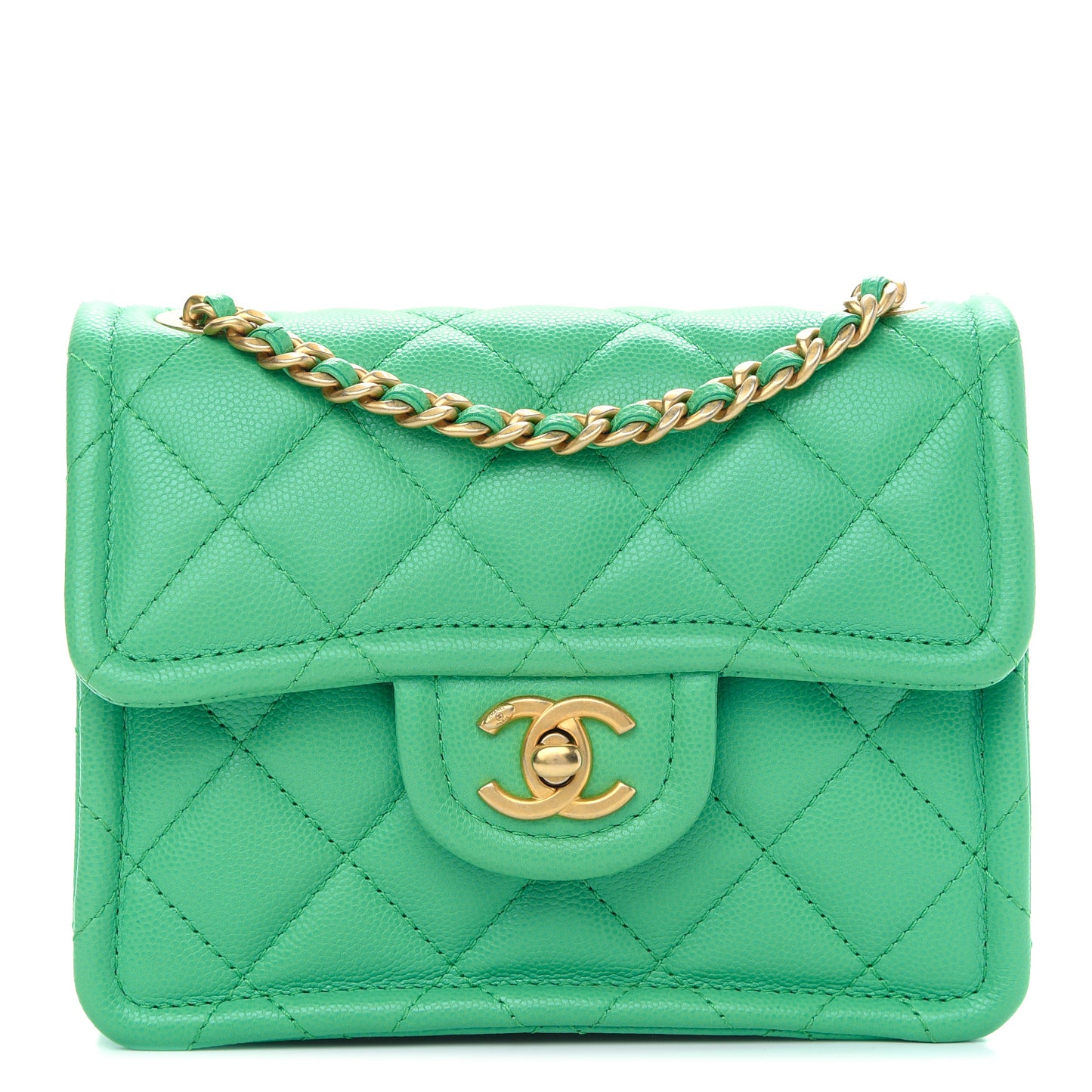 Caviar Quilted Mini Sweet Classic Flap Green